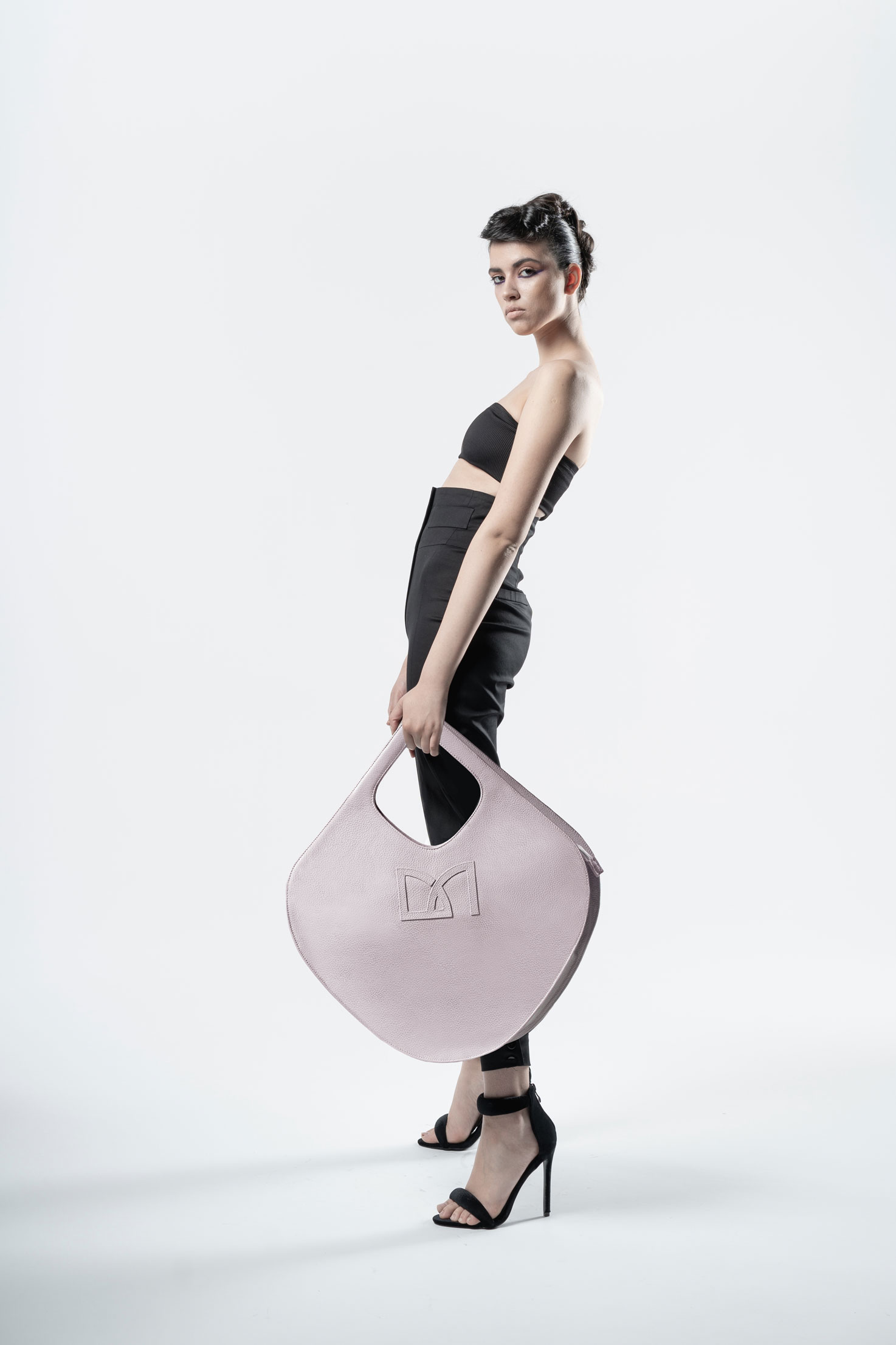 LEATHER TOTE BAG IN BABY PINK