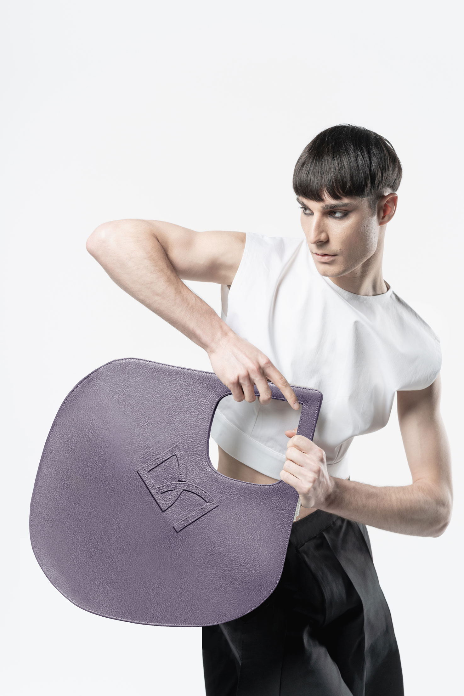 LEATHER TOTE BAG IN DARK PURPLE